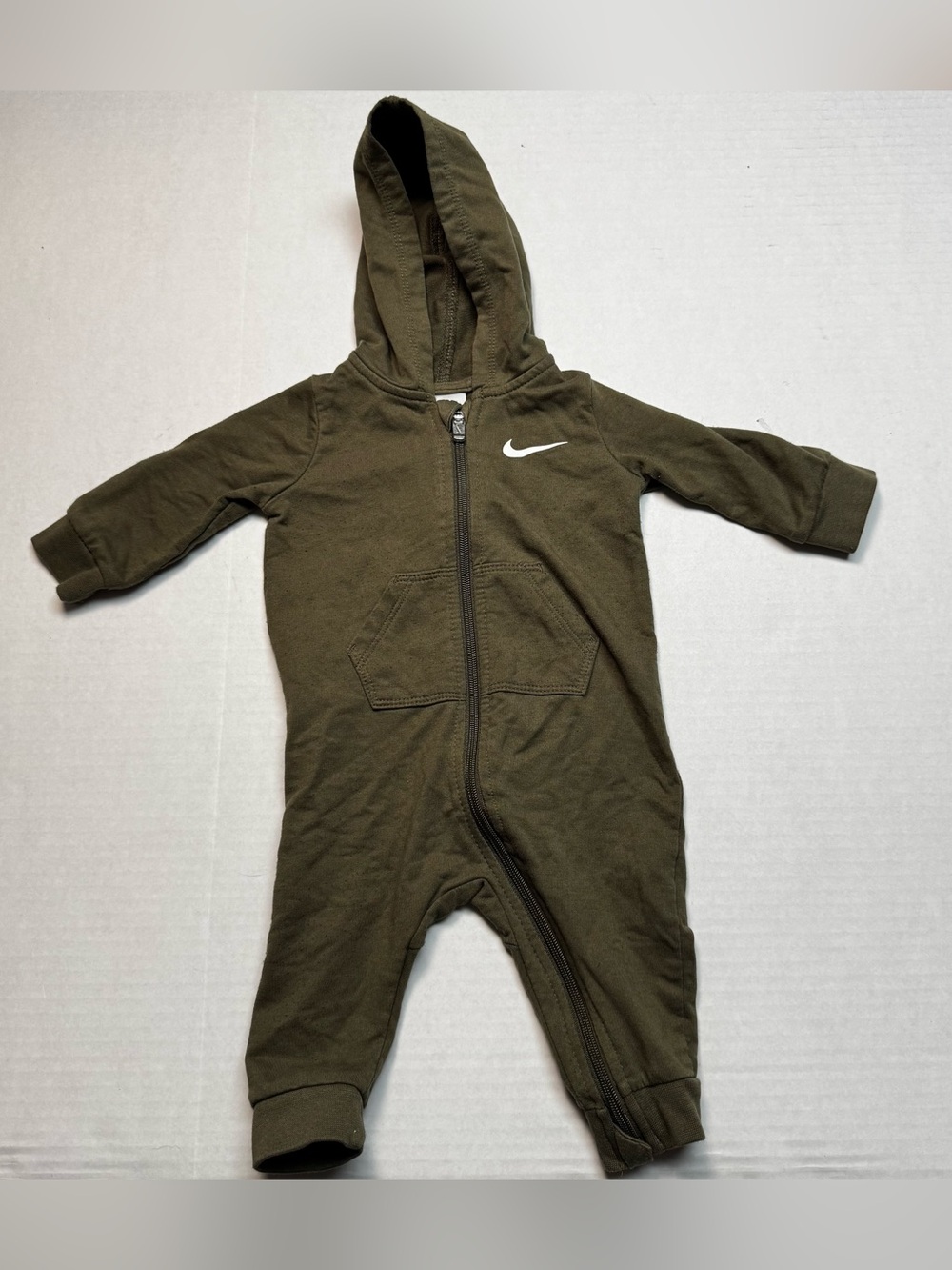 Nike Baby Essentials Hooded Coverall French Terry Muted Sage Size: 6M